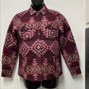Women’s purple and pink ARIAT REAL Aztec print shacket size medium